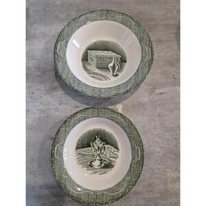 Vtg 1950s The Old Curiosity Shop Vegetable & Soup Bowls Set Of 2 No Chips
